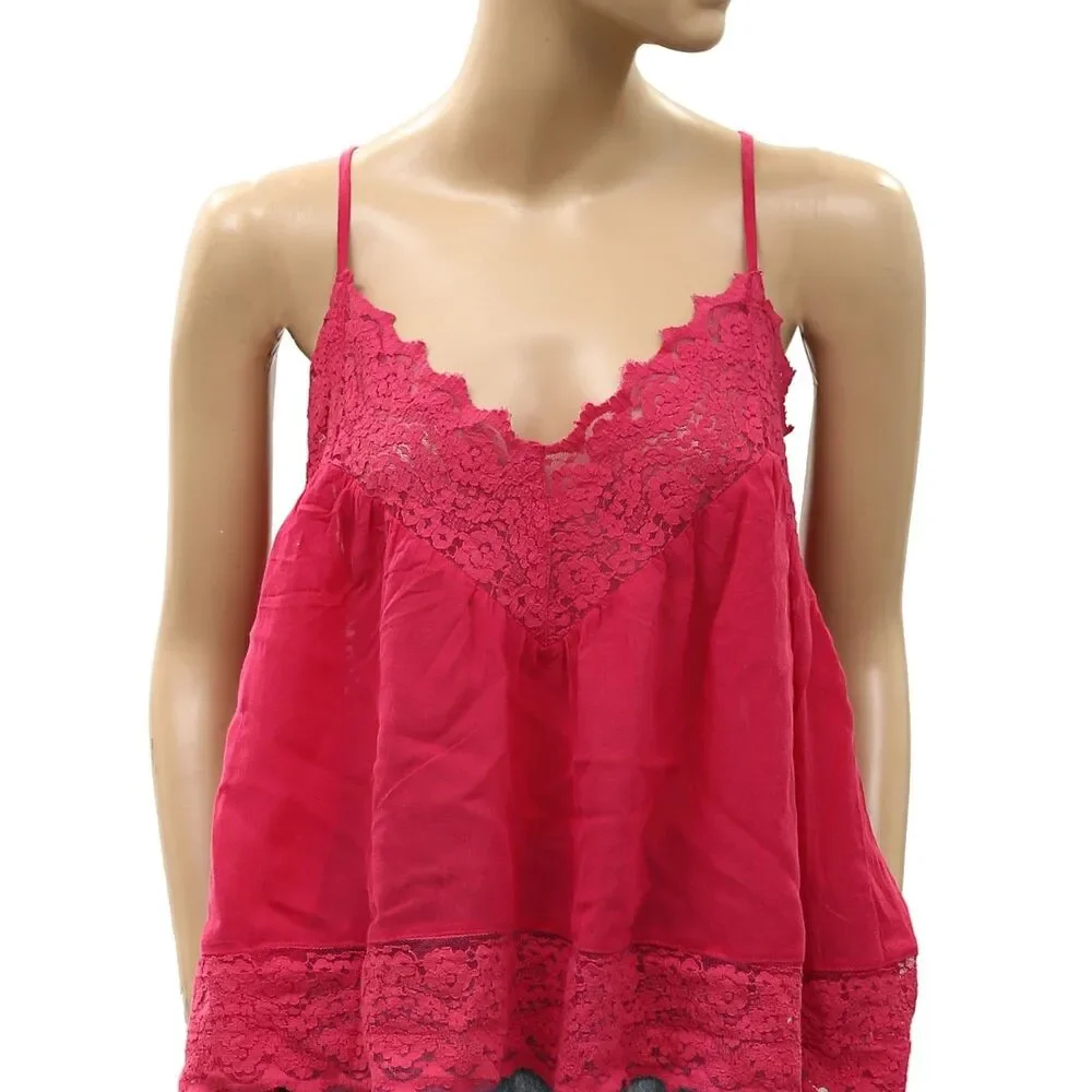 Intimately Free People Fiona Cami Blouse Top Tank Sleeveless Lace Slip S 289607